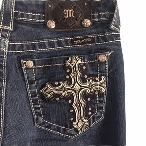 MISS ME Cross Pocket Embellished Dark Bootcut jean